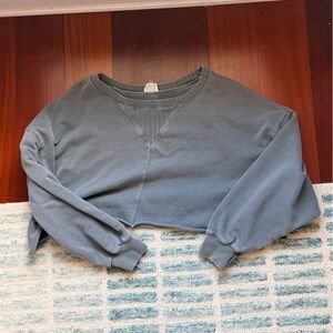 Peach Love California Gray Ribbed Crewneck Top